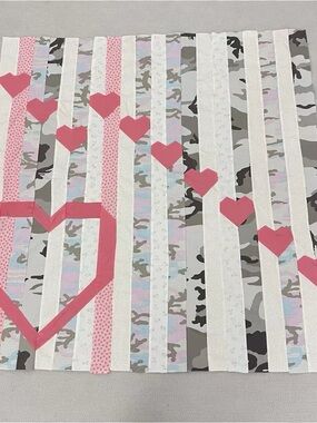 Handmade Patriotic Heart Baby Quilt Top 47x47" Pieced~ BABY/BED/Wall Decor